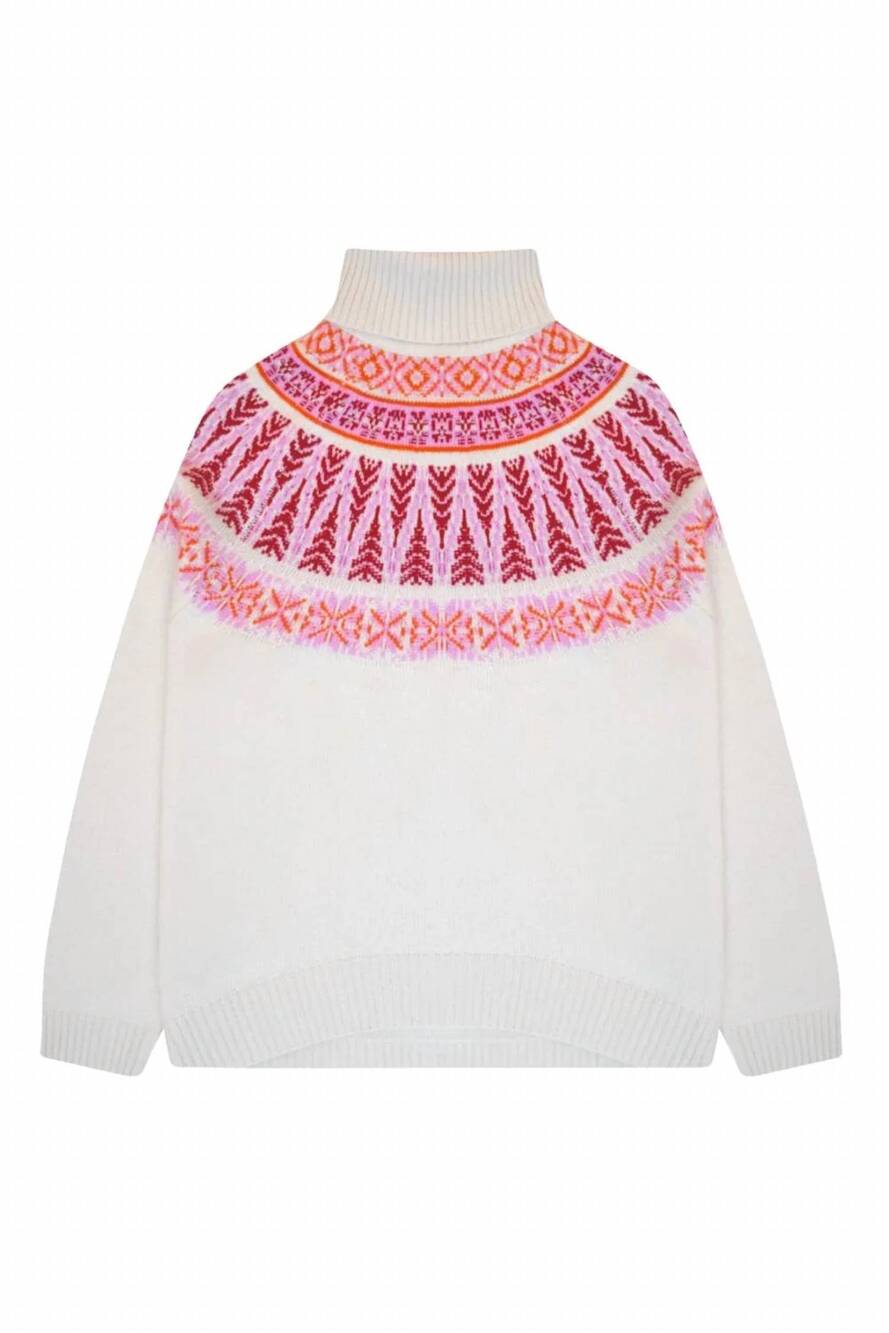 NEW JUMPER1234 women's snowflake cable roll collar sweater in ear of wheat